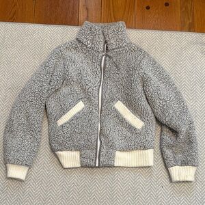 Anthropologie Soft Gray Sherpa Bomber Jacket